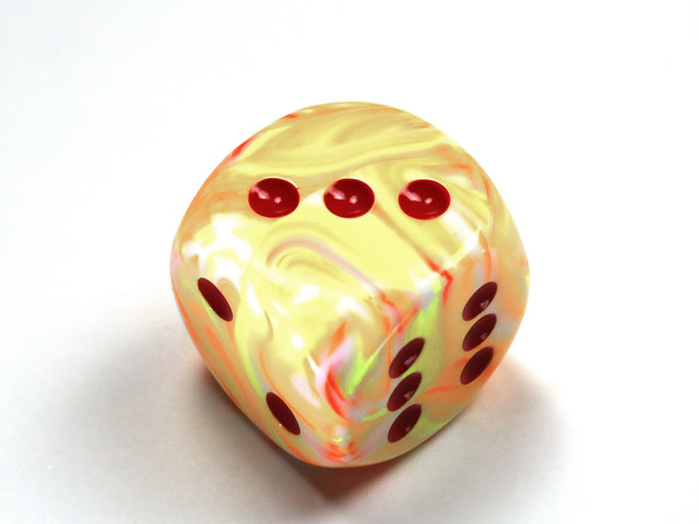 CHX DF3053 Festive Sunburst/red 30mm d6 dice w/pips