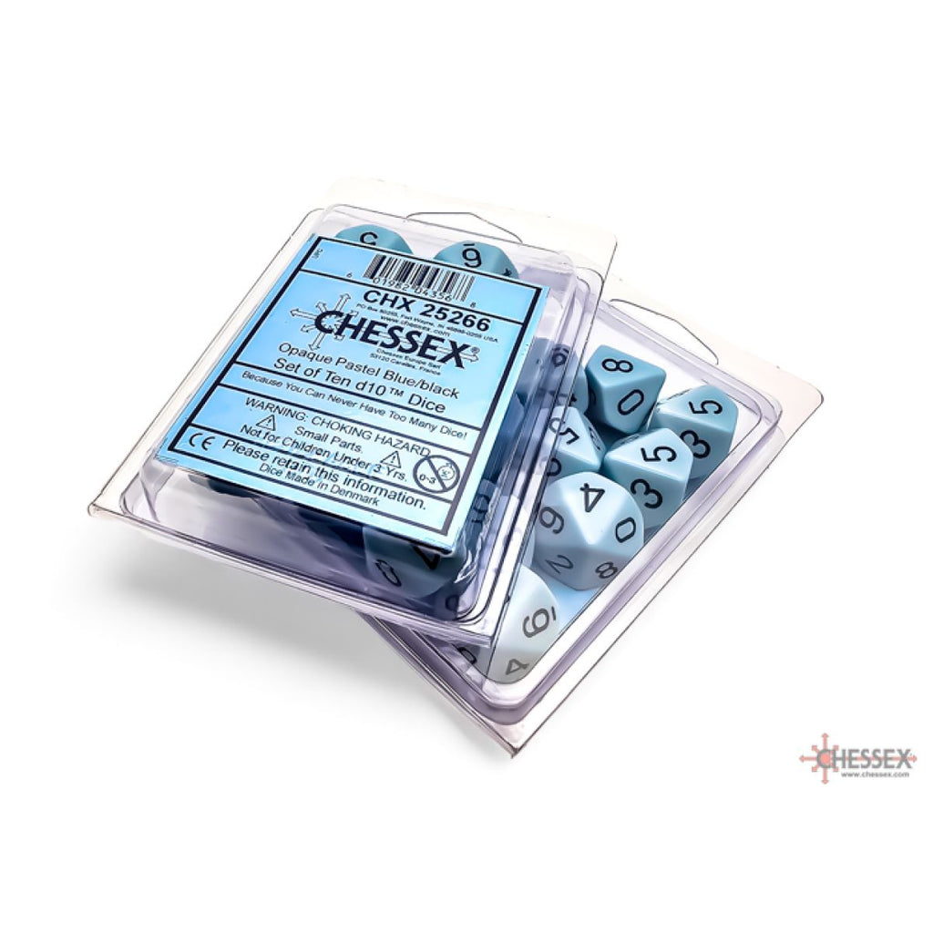 CHX 25266 Opaque Pastel Blue/black Set of Ten d10s