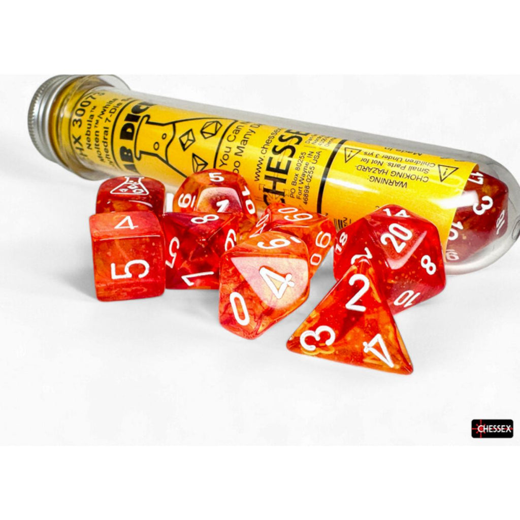 CHX 30073 Nebula Molten/white Luminary Polyhedral 7-Dice Set (with bonus die)