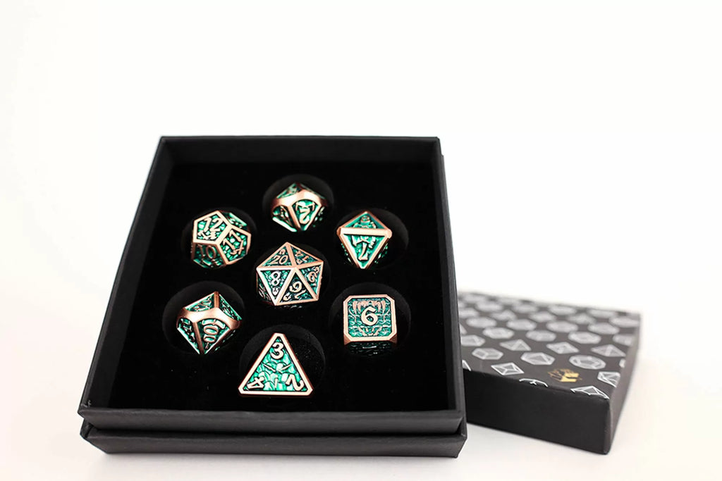 LPG - LPG ES230584 - Dice Set - Metal RPG Draco Dark Green/Brass