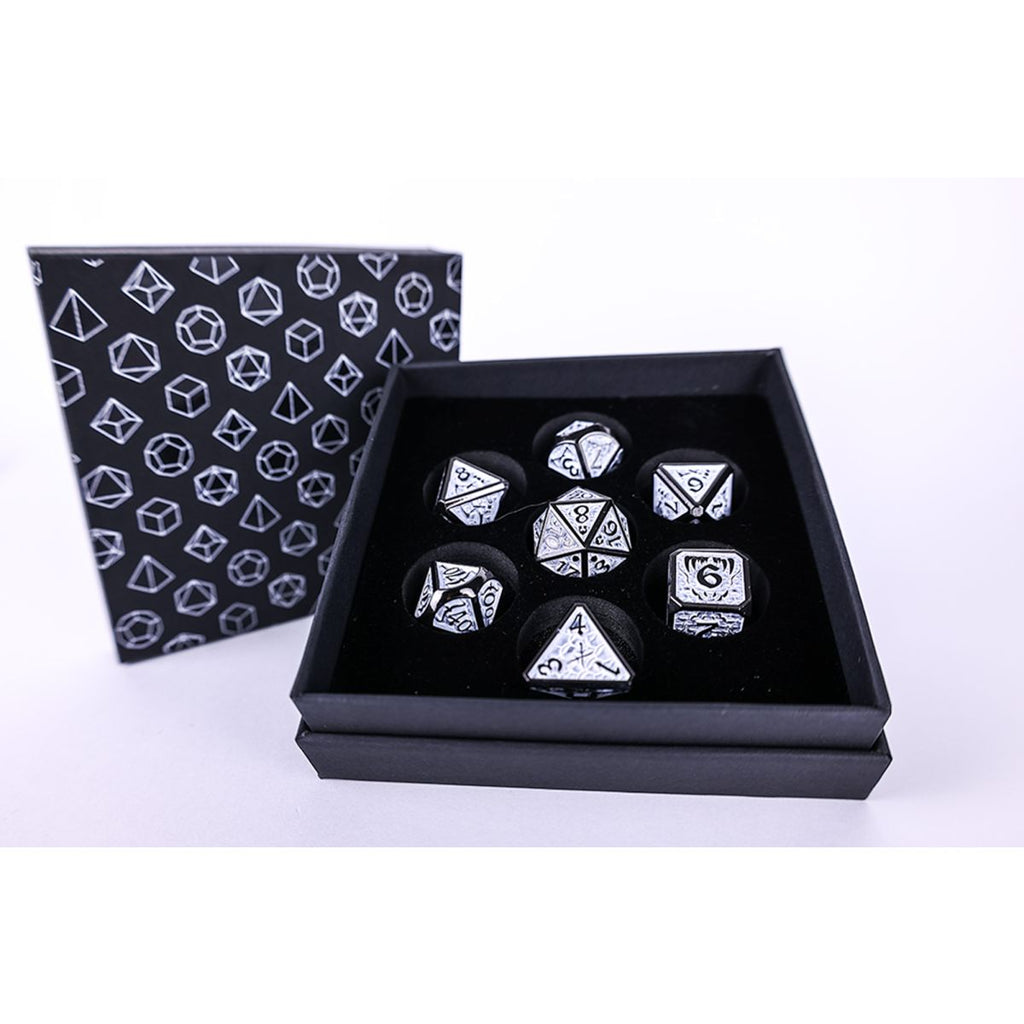 LPG - LPG ES4514 - Dice Set - Metal RPG Draco Dark Light Blue/Silver