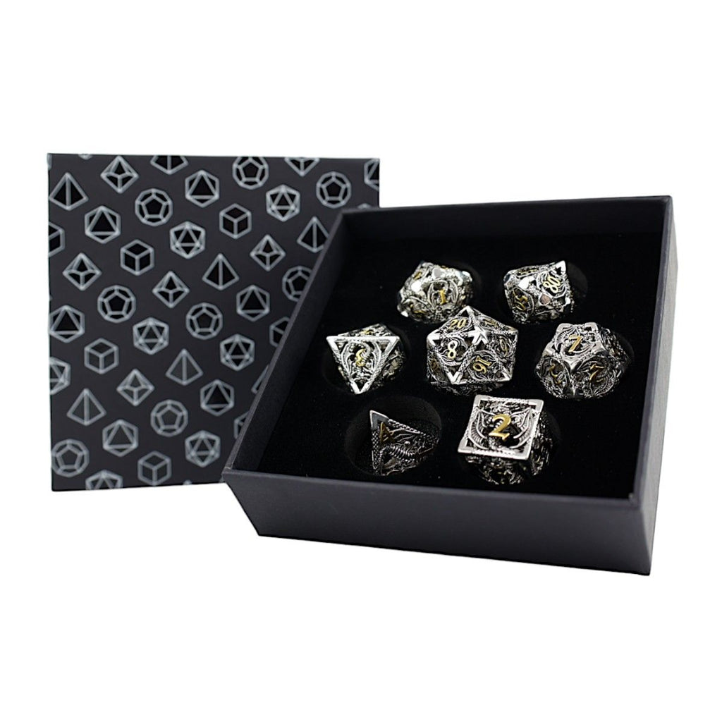 LPG - LPG ES4536 - Dice RPG Set Hollow Dragon - Chrome and Gold