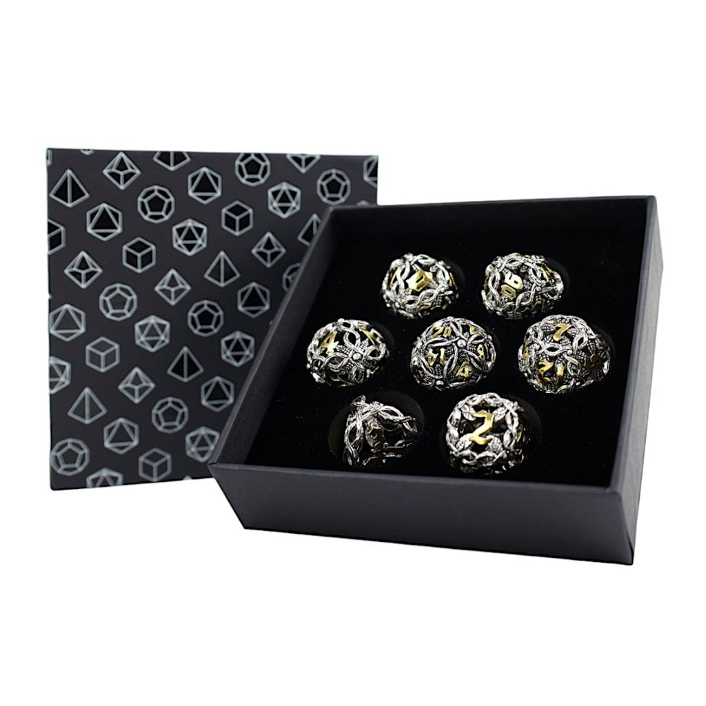 LPG - LPG ES4541 - Dice Set - RPG Set Hollow Vines - Chrome and Gold