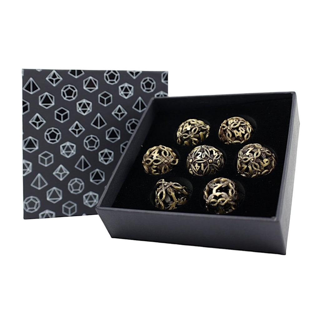 LPG - LPG ES4544 - Dice Set - Metal RPG Hollow Vines - Tarnished Gold