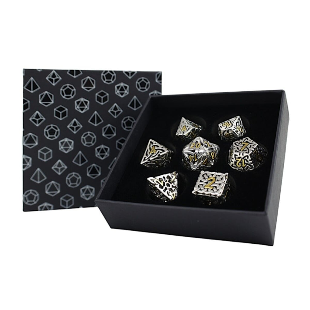 LPG - LPG ES4546 - Dice RPG Set Hollow Celtic - Chrome and Gold