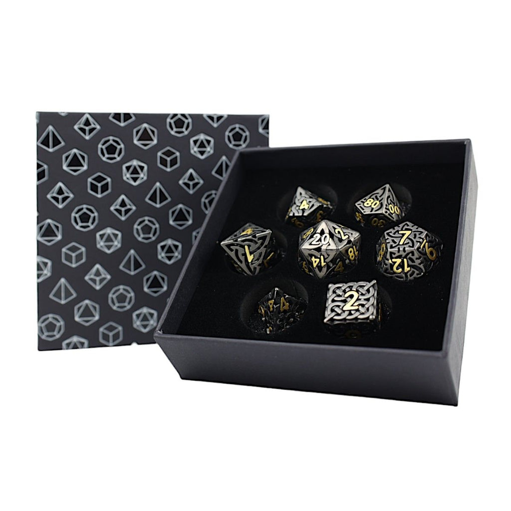 LPG - LPG ES4545 - Dice Set - Metal RPG Hollow Celtic - Black and Gold