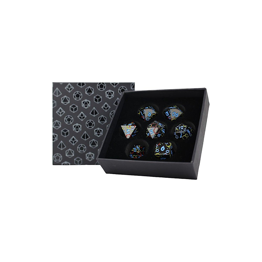 LPG - LPG ES243112 - Dice Set - Metal RPG Inscripted Bubbles Rainbow Black