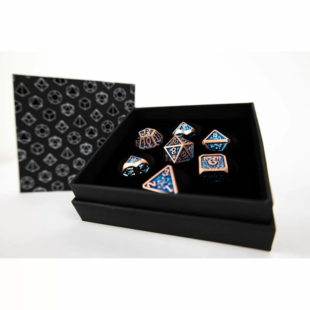 LPG - LPG ES4515 - Dice Set - Metal RPG Draco Dark Blue/Brass