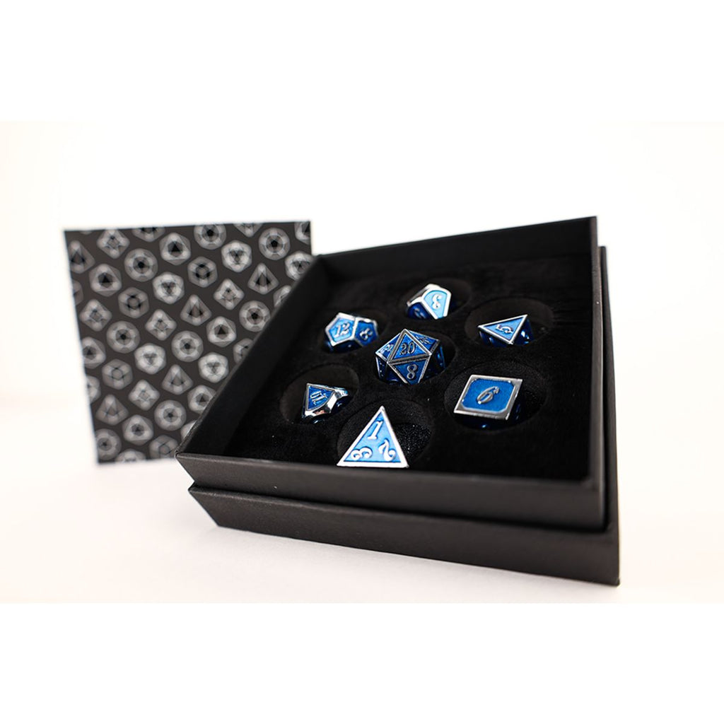 LPG - LPG ES230571 - Dice Set - Metal RPG Serif Blue/Silver