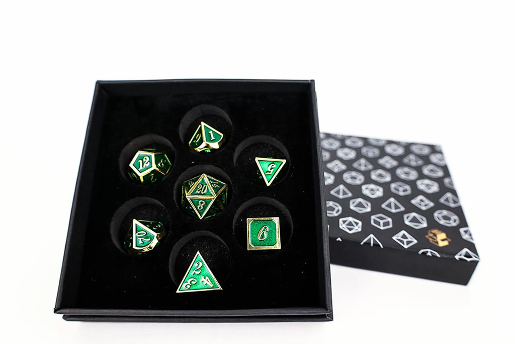 LPG - LPG ES230576 - Dice Set - Metal RPG Serif Green/Gold