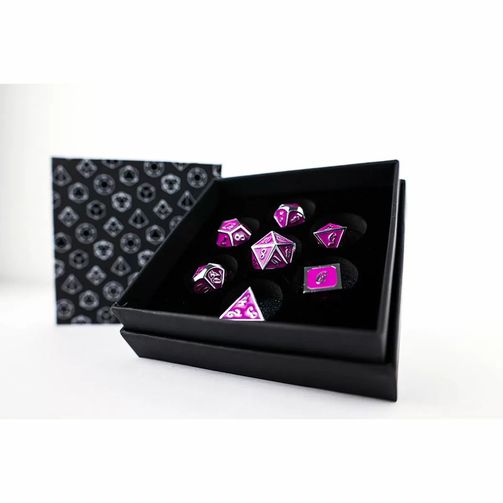 LPG Dice Set - Metal RPG Serif Purple/Silver