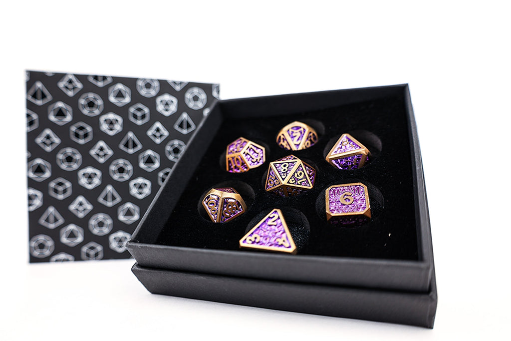 LPG - LPG GES4511  - Dice Set - Metal RPG Draco Bright Purple Brass