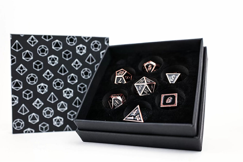 LPG - LPG ES4503 - Dice Set - Metal RPG Serif Black/Brass