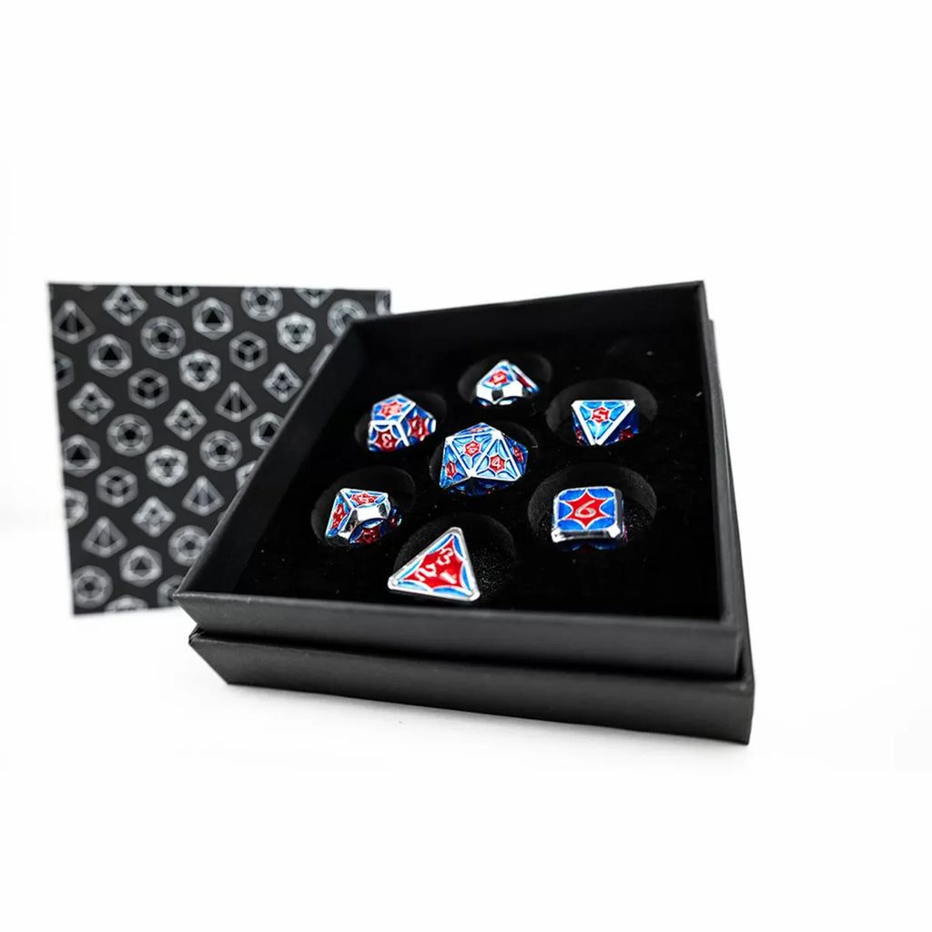 LPG - LPG ES230596 - Dice Set - Metal RPG Leadlight Red/Blue/Silver