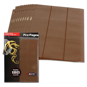 BCW SIDE-LOADING 18-POCKET PRO PAGES (10CT) - BROWN