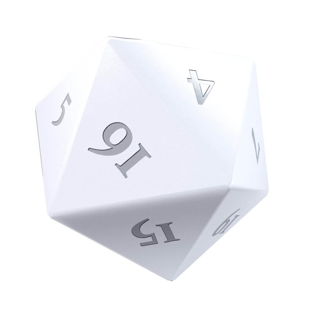 Ultra Pro Vivid Heavy Metal D20 Dice -White Set (2) - 16180