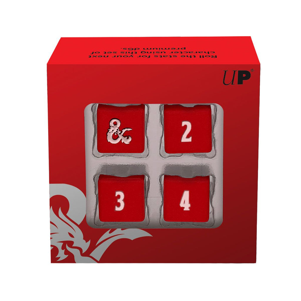 Ultra Pro - 18397 - D&D Heavy Metal D6 Red and White Deluxe Dice Set (4)