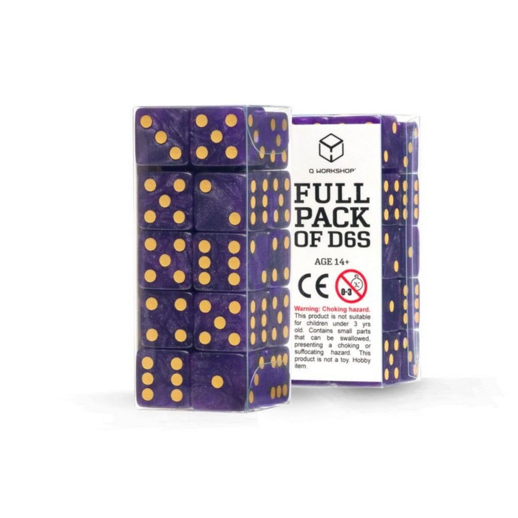 Q Workshop - Full Pack of D6s: Shimmering Purple & Gold