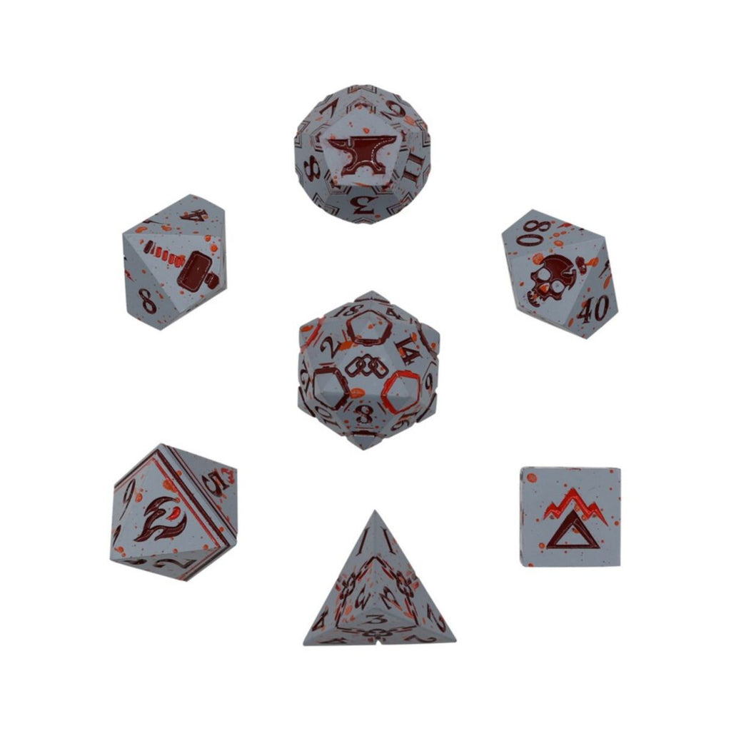 LPG Dice - LPG 269892 - Warrior RPG Set Bloodied Metal