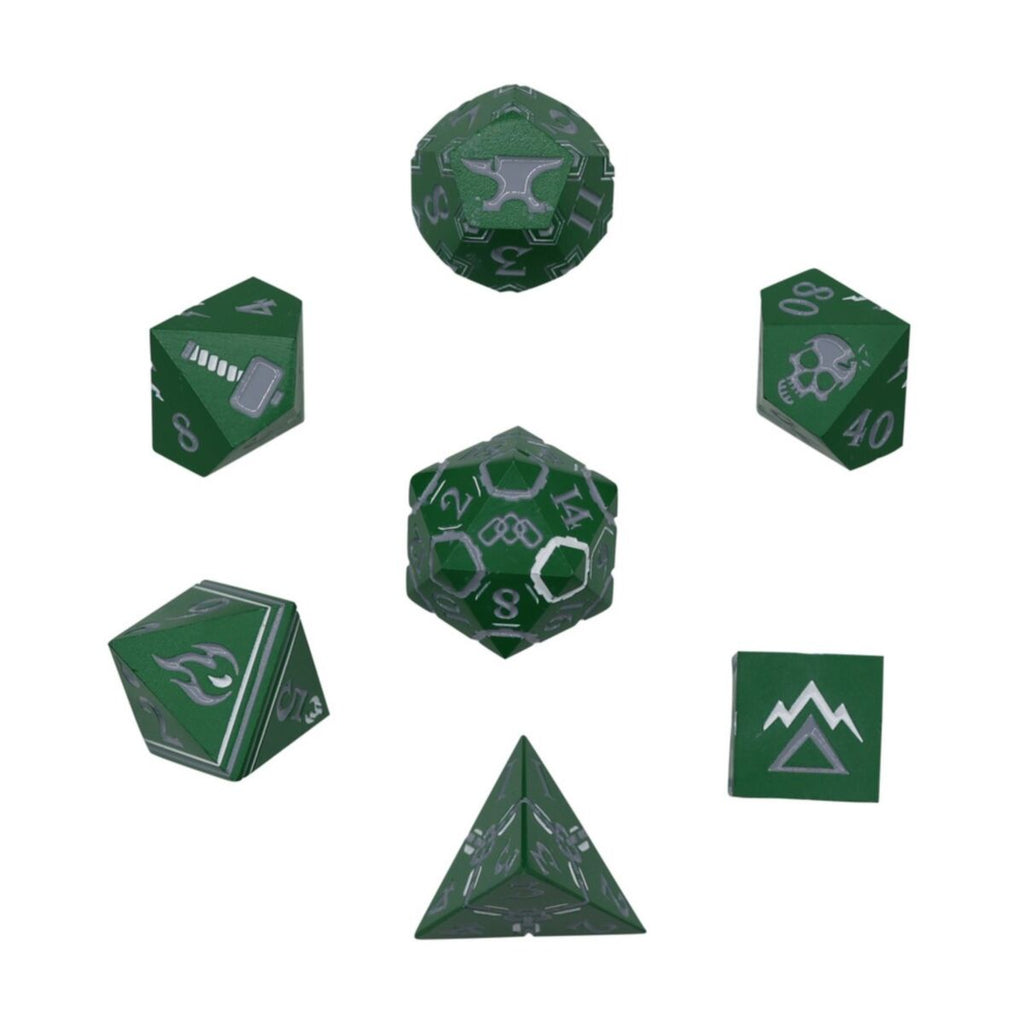 LPG Dice - LPG 269895 - Warrior RPG Set Green/Silver