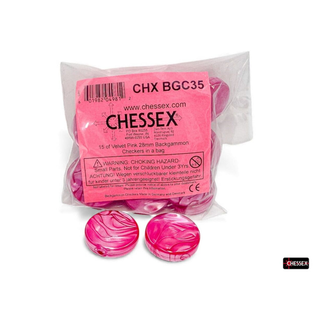 CHX BGC35 15 of Velvet Pink 28mm Backgammon Checkers in a bag