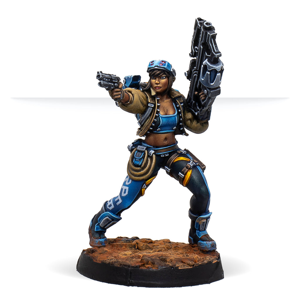 Infinity: PanOceania: Dr. Priya Harper, Archeo-raider (Plasma Carbine)