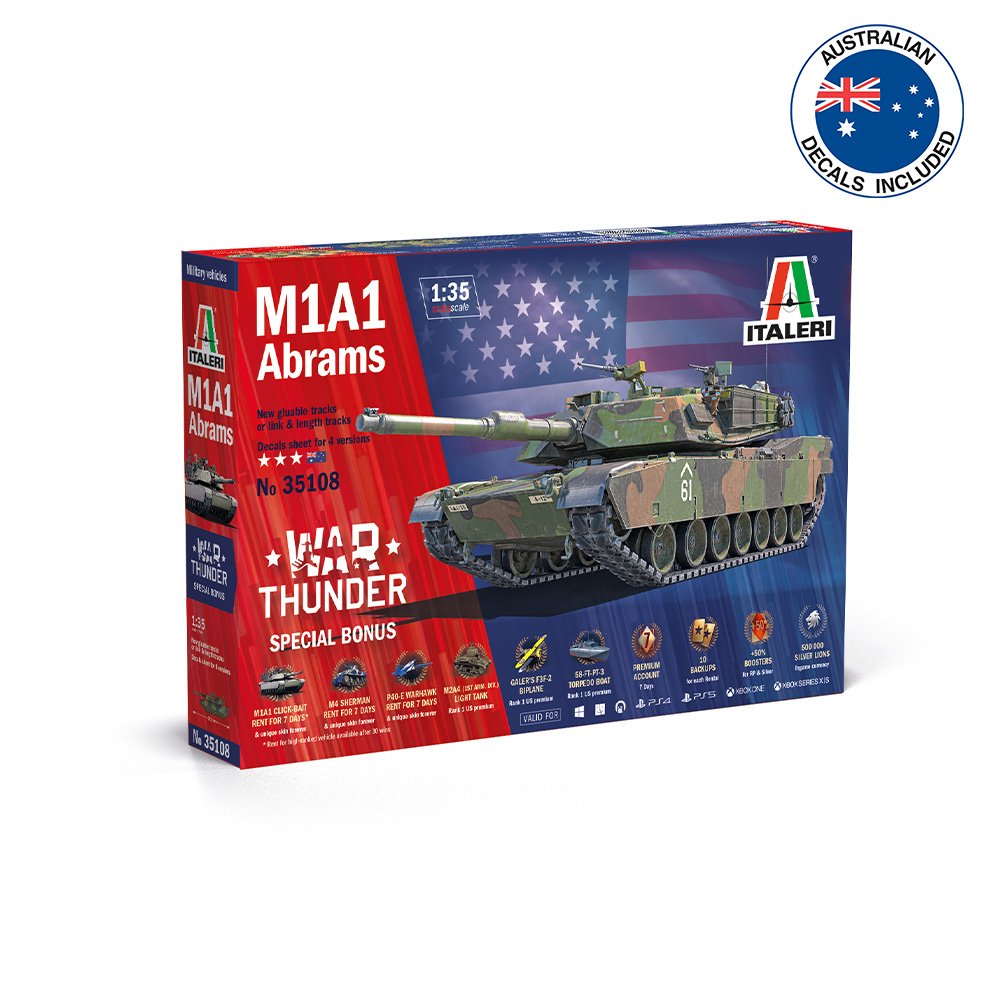 Italeri - M1A1 ABRAMS WAR THUNDER EDITION AUST.DECALS - 35108