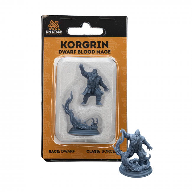 DM Stash - Korgrin Bloodstone - Dwarf Blood Mage Miniature (M)