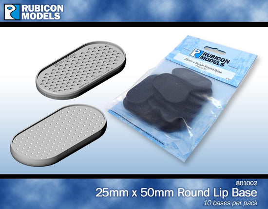 Rubicon - 25mm x 50mm Round Edge Bases- 1 Pack of 10 Bases - 801002