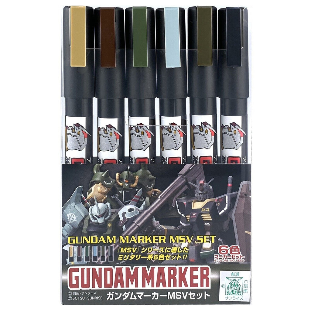 Mr Hobby - GMS127 - Gundam Markers - MSV Military Hues Marker Set (Set of 6)