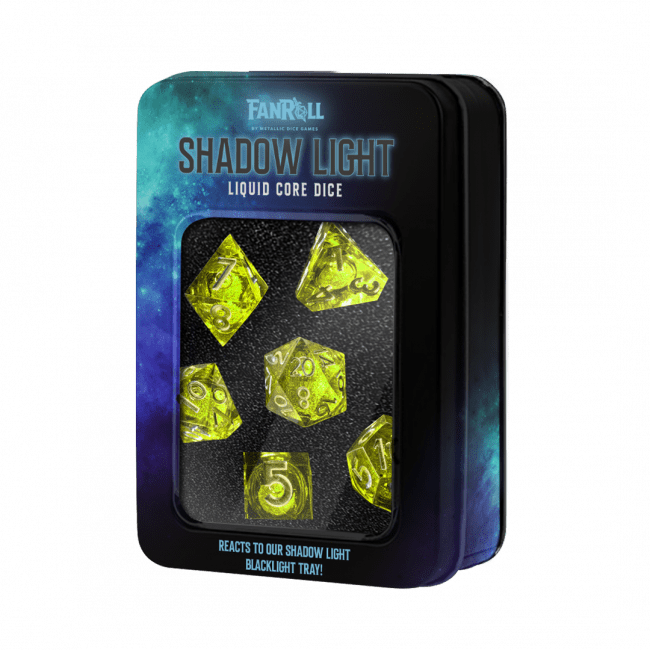 Fanroll: MDG 16mm Polyhedral Dice Set: Liquid Core Shadow Light (UV Reactive) (WSL)