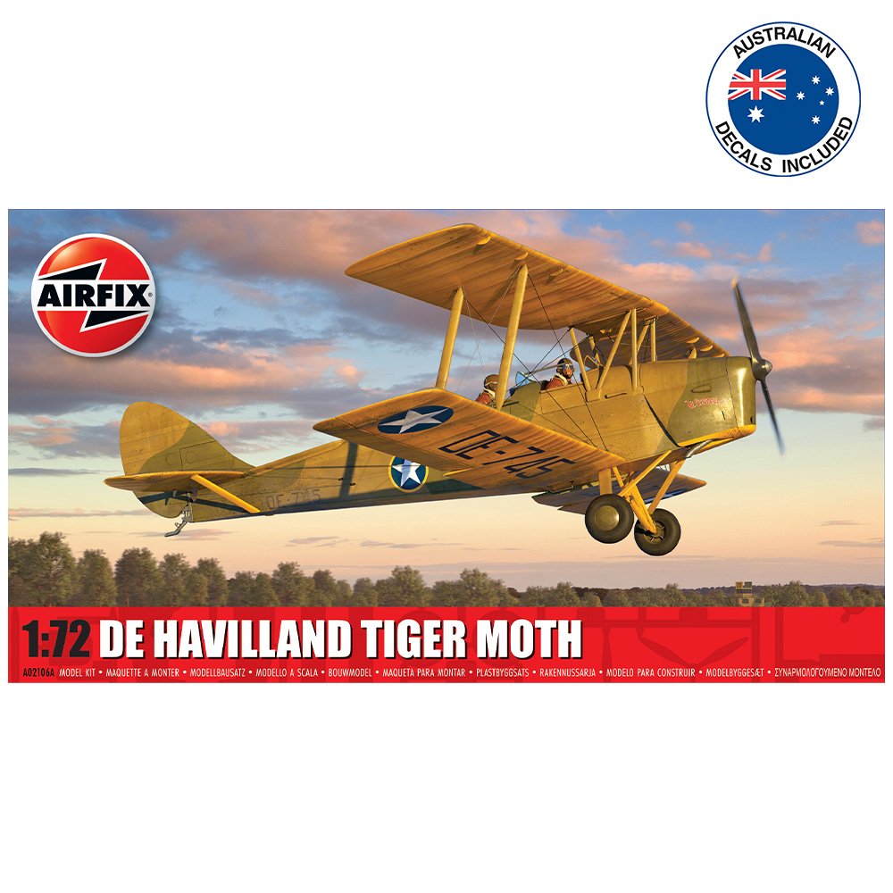 Airfix - 1/72 DE HAVILLAND TIGER MOTH WITH AUS. DECALS - A02106A