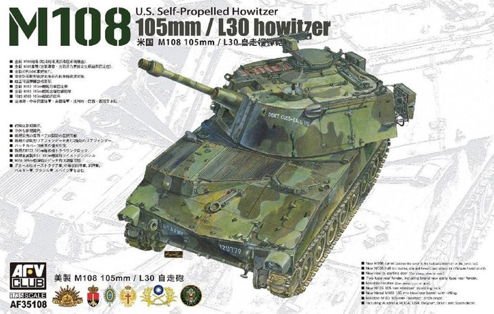 AFV Club AF35108 1/35 105mm/L30 howitze M108 U.S. SelfPropelled Howitze AUS DECAL Plastic Model Kit