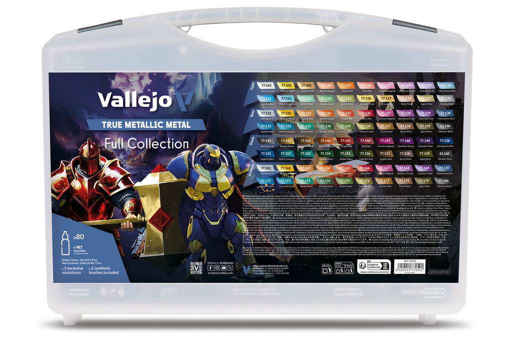 Vallejo - True Metallic Metal Case - 80 Colour Paint Set