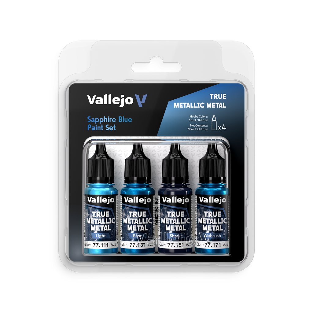 Vallejo - True Metallic Metal Sapphire Blue - 4 Colour Paint Set
