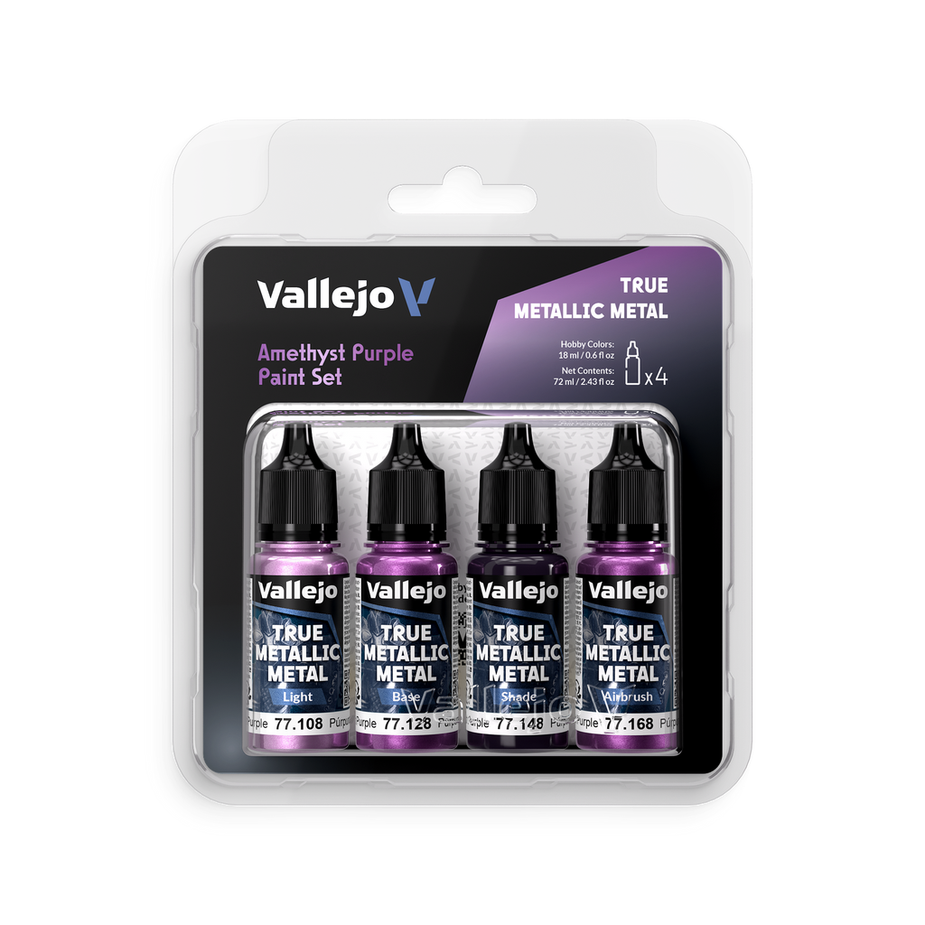 Vallejo - True Metallic Metal Amethyst Purple - 4 Colour Paint Set