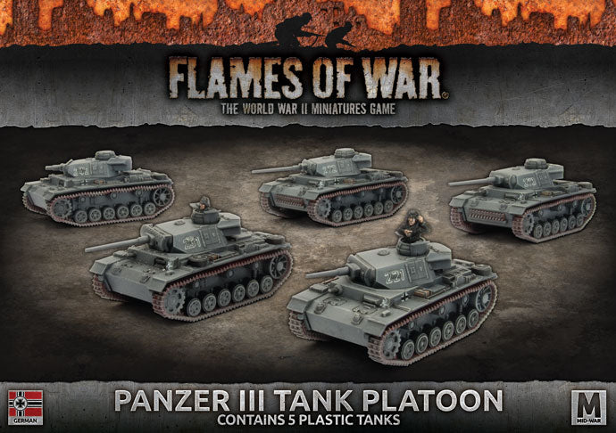 Flames of War: Germans: Panzer III Tank Platoon (x5 Plastic) - GBX105