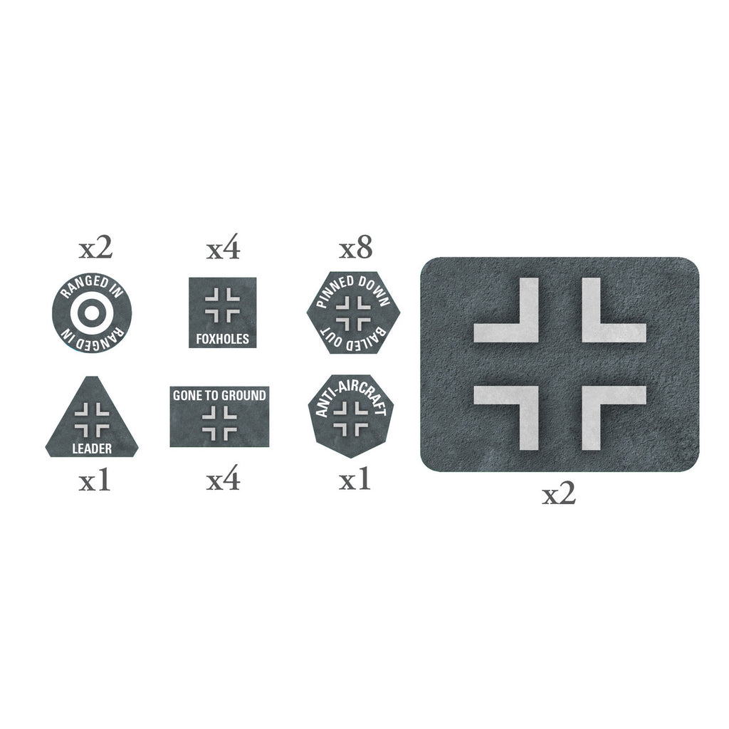Flames of War - GE913 - German: EW Tokens (x20) & Objectives (x2)