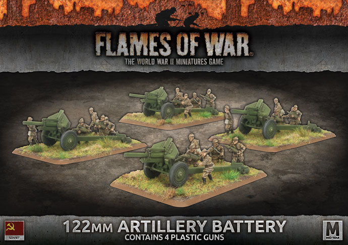 Flames of War: Soviets: 122mm Artillery Battery (x4 Plastic) - SBX49