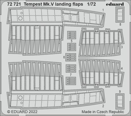 Eduard 1/72 Tempest Mk. V landing flaps Photo etched parts [72721]