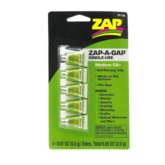 Zap Adhesive - PT105 - .010z ( 5 gram ) Single UseZap-A-Gap 5/card 11730034