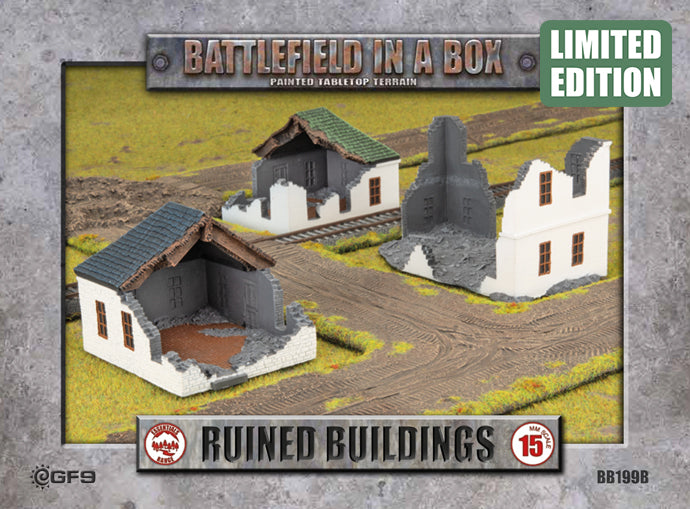 Battlefield in a Box - BB199B - Ruined Buildings (x3) (White/Grey - Limited Edition)