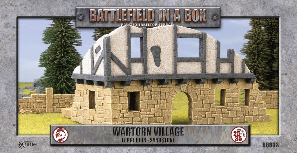 Battlefield in a Box - BB633 - Wartorn Village: Large Ruin - Sandstone (x1)