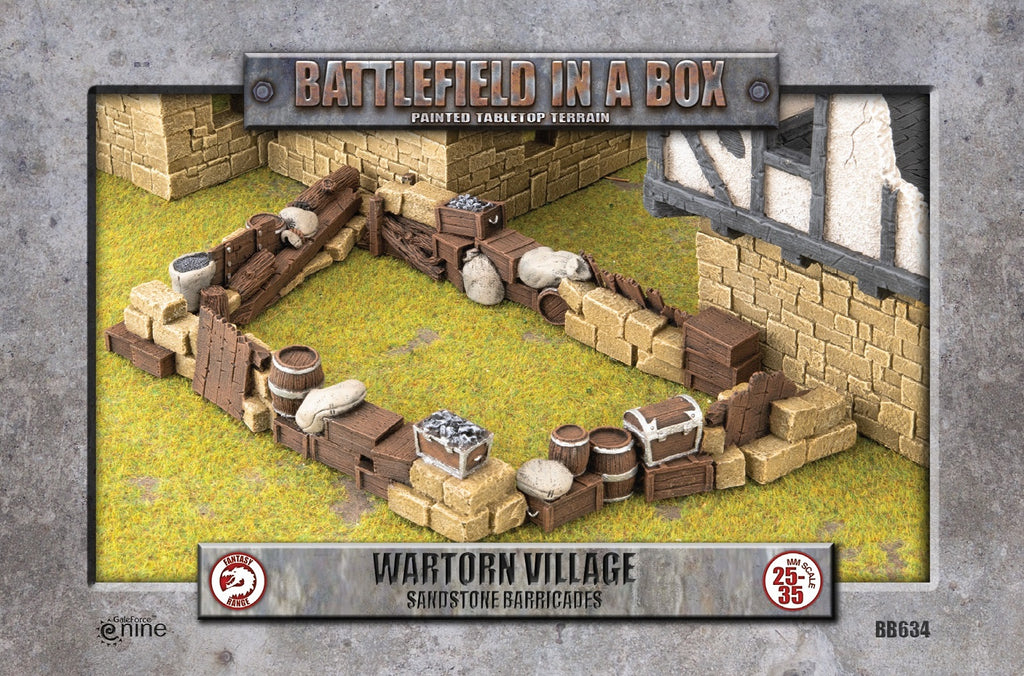 Battlefield in a Box - BB634 - Wartorn Village: Barricades - Sandstone (x4)