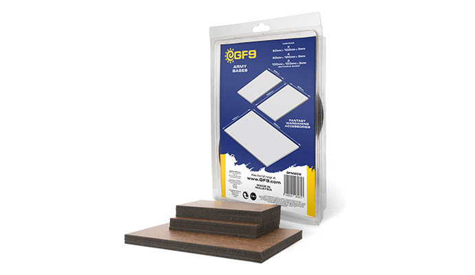 GF9 MDF Bases 50 x 100mm/60 x 100mm/150 x 100mm (4, 4, 3)