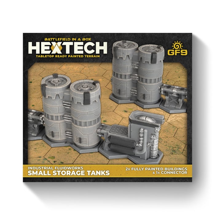 Battlefield in a Box - HEXT40 - Industrial Fluidworks: Small Storage Tanks (x2)