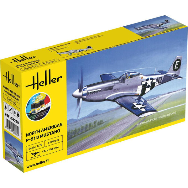 Heller 1/72 Starter Kit P-51 Mustang Includes: Cement Brush and Main Paints
