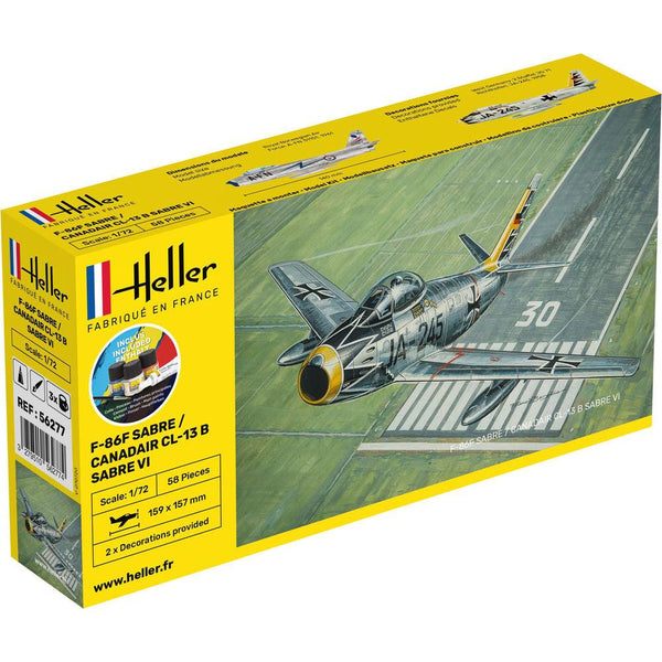 Heller 1/72 Starter Kit F-86F Sabre / Canadair Cl-13 B Sabre VI Includes: Cement Brush and Main Paints