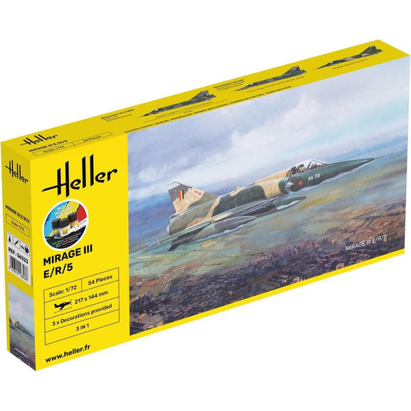 Heller 1/72 Starter Kit Mirage III E/R/5 Includes: Cement Brush and Main Paints