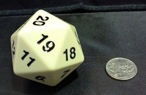Koplow Games - Super Jumbo 55mm D20 Countdown Die - Ivory - 14799